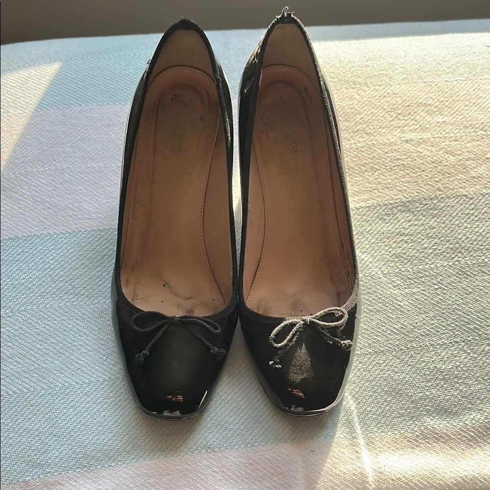 J. Crew Black Heels with Glossy Finish